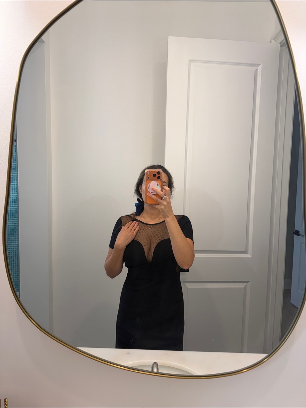 Jil Sander Black Sheer-Panel Short Sleeve Wedding Dress